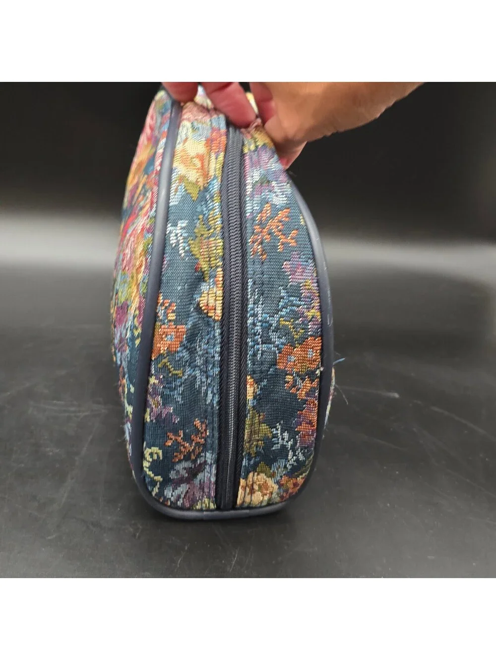 Vintage Jaguar Floral Tapestry Cosmetic Bag JCPenney Makeup Pouch RN 93877 Vtg